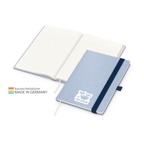 Ocean-Book green+blue blau-weiß | A5 | Prägung weiß | Haftnotiz weiß