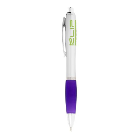 Nash Kugelschreiber silber mit Softtouch Griff Standard | lila-silber | ohne Werbeanbringung | Nicht verfügbar | Nicht verfügbar