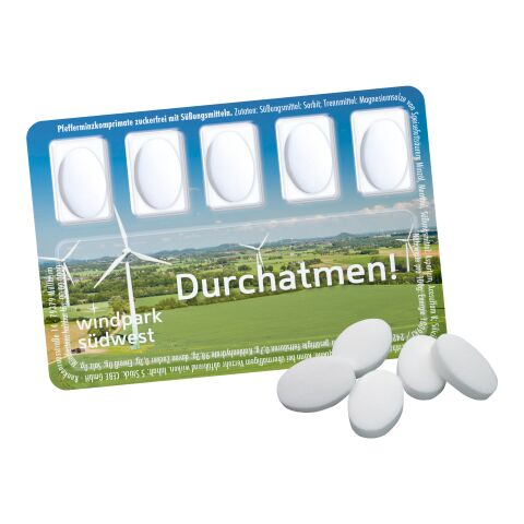 Smart Card mit zuckerfreien Pfefferminzpastillen weiß | Digital- oder Flexodruck