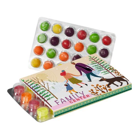 Werbeschuber für Kleinster (Advents-)Kalender der Welt mit Pulmoll Pastillen oder SKITTLES® weiß | ohne Werbeanbringung