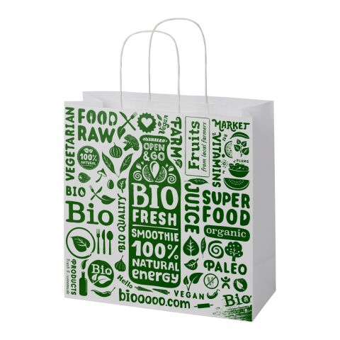 Kraftpapiertasche 120 g/m² mit gedrehten Griffen – XL weiß | ohne Werbeanbringung | Nicht verfügbar | Nicht verfügbar