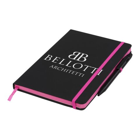 A5 schwarzes Notizbuch mit farbigem Rand Standard | schwarz-rosa | ohne Werbeanbringung | Nicht verfügbar | Nicht verfügbar