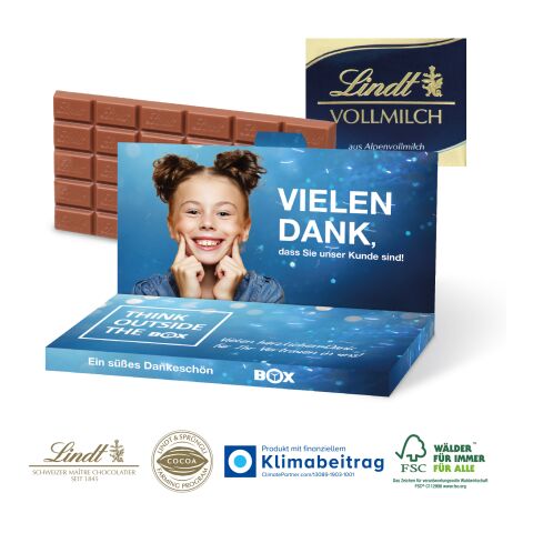 Grußkarte mit Schokoladentafel von Lindt, 100 g bunt | 4C Digital-/Offsetdruck