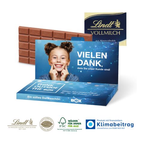 Grußkarte mit Schokoladentafel von Lindt, 100 g bunt | 4C Digital-/Offsetdruck