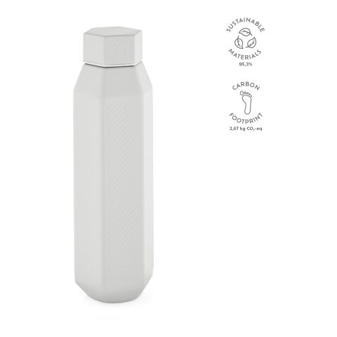 Hexagul Trinkflasche recy. Edelstahl 530 ml  Weiß | 530 ml | ohne Werbeanbringung