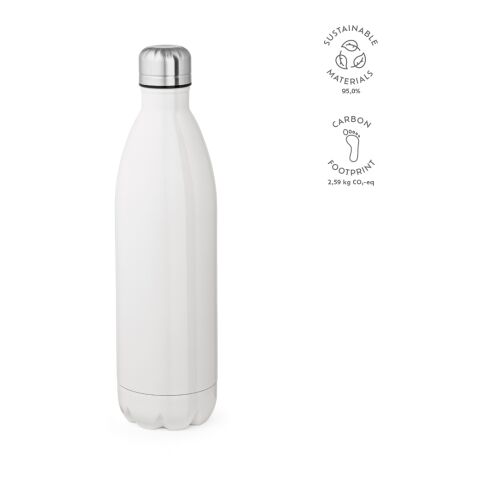 Mississippi 1100W Trinkflasche recy. Edelstahl 1100 ml  Weiß | 1100 ml | ohne Werbeanbringung