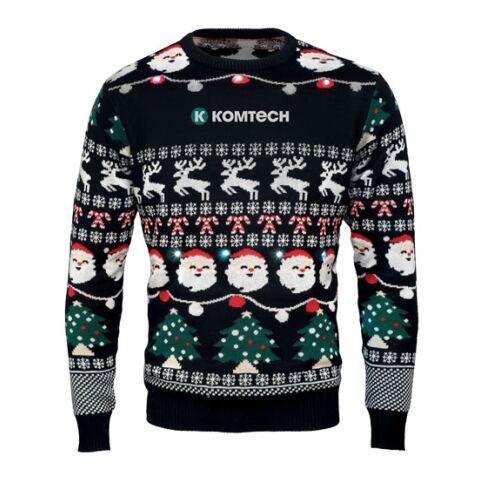 Weihnachts-LED-Pullover S/M schwarz | Transferdruck | Vorderseite | 280 mm x 50 mm | 150