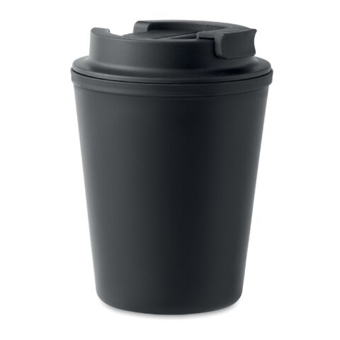 Becher recyceltes PP 300 ml mit Trinkdeckel schwarz | ohne Werbeanbringung | Nicht verfügbar | Nicht verfügbar